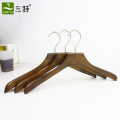 Men clothing store flat hook wood clothes hanger custom logo